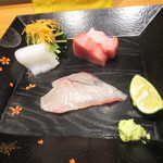 かま田 - 中トロ、アオリイカ、シマアジ