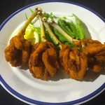 Fried chicken with tulips