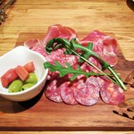 イタリア食堂　Delphino - イタリア産 生ハム、サラミの盛り合わせ。1200円