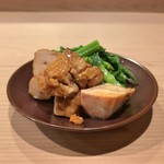 うを徳 - 菜の花 辛子酢味噌和え + 余市 鮟肝