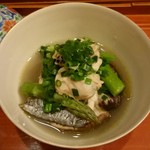 蓬左茶寮 - 肴：太刀魚、ハマグリ、アスパラ、原木椎茸