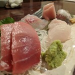 天史朗鮨 - お刺身盛り合わせ（平政、ワラサ、平目、平目縁側、マグロ、真鯛、鯵、石鯛）