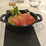 リストランテ・ホンダ - 生ハムと温泉卵、種々の野菜をオランデーズソースで