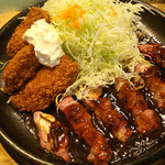 播磨の里 - トンテキ＆カキフライ定食
