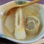 おでん め組 - 【'11/06/22撮影】本日の定食 1050円 のおでん(大根、ちくわ、肉巻き)