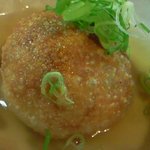 おでん め組 - 【'11/06/22撮影】本日の定食 1050円 のお芋まんじゅう(薩摩芋、新玉葱、魚肉ソーセージ、銀餡)