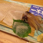 味処 大丸 - 夏は、芦屋 一本槍 活きイカの姿造り！ 2500円～
