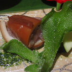 佐賀牛 季楽 銀座  - 前菜（スルメイカのパプリカ飯詰めと季節の野菜）