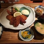 豆狸 - シーフードMIXフライ定食 ¥880