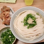 冷かけと唐揚げ、ネギ増し