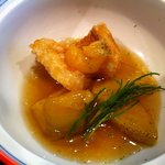 お料理　京柳 - 甘い餡をかけた甘鯛と茄子