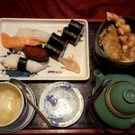 一寿し - ランチ『竹』生寿司4貫、海苔巻き、ミニ天丼、みぞれ蒸し、土瓶蒸し♬