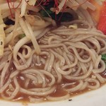 ビーダブリュー カフェ - 春野菜と豚バラ肉のスープカレー蕎麦（季節限定）