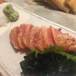 肴や味泉 - 釣り物（延縄漁）のたらこ　魚個体にストレスを与えにくいので魚卵も美味しいと言われますがまさにその通り　ほんのり甘くて山葵を添えると日本酒がグイグイ進みます