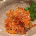 肴や味泉 - サービスでいただいたほや　こんなに美味しいほやを食べたのは初めてです　ほやが苦手な人にこそ食べて欲しい味です　鉄臭い感じは皆無です