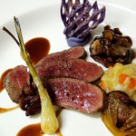 Roast Ezo fawn loin and fillet served with stew with moir