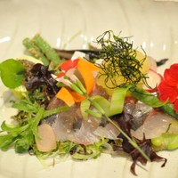 豊後水道　釣り真鯵　軽い柑橘酢のマリネ　サラダ仕立て