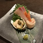 八王子 風味 - 愛媛勘八とアワビの昆布締め