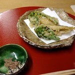 路地との本 - 春の山菜と川魚の天ぷら