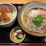 魚いち - おろしそば＋ミニ・甘えびのフライ丼