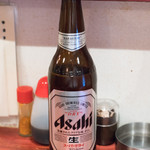 もつ焼き 三朝 - 2018.3 瓶ビール大（530円）アサヒスーパードライ
