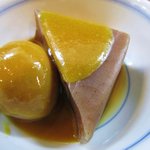 手打うどん かとう - 玉子・こんにゃく（からし味噌）