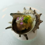 MAISON LAFITE - 五島サザエ、サザエ出汁ジュレ、オリーブオイルのボール