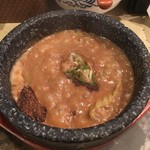 島田製麺食堂 - 魚介濃厚ブルーチーズソースつけ麺 スープ