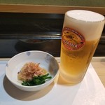 量平寿司 - 生ビールとお通し