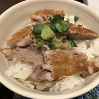 高級ブランド干物 『銀座伴助』 銀座本店 - 2膳目は、縞ホッケのお茶漬け風で頂きました
                お出汁、山葵、干物の組み合わせが美味しい(^^)
