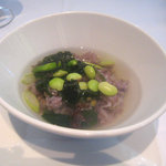 周中菜房 白金亭 - 緑の野菜と海藻の五穀茶漬け