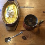 Cafe 4分休符 - 石窯パンプティングとアイスシーコー