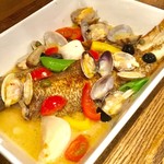 イタリアンバール ミーオ - 「舌平目とアサリのアクアパッツァ」(1380円)。