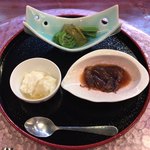 繁升 - お豆腐のムース ホタルイカの沖漬け こごみの木の芽ソー