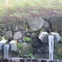 一游 - 窓の外の池に流れ込む水