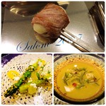 SALONE 2007 - 上が最初の料理、左下がサラダ、右下がスープ