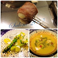 SALONE 2007 - 上が最初の料理、左下がサラダ、右下がスープ