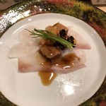 旬美にしかわ - クエの刺身と肝