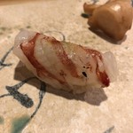 旬美にしかわ - 車海老握り。半生