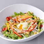 Caesar salad with warm egg