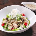 Warm chicken and mushroom salad