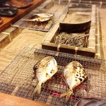 囲炉裏料理わ - マナガツオ焼けてきました♪