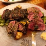 立飲・ビストロシン サンテ - ハラミとイチボ。
      やはり肉を食べると元気になります。