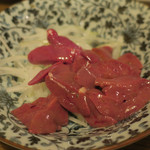 酒菜坊 橋蔵 - 大山地鶏レバ刺　ズームアップ