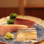 木山 - 造り、さより、鰤漬け炙り、菜の花