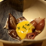 鮨 真 - とり貝と蛍烏賊の酢味噌かけ