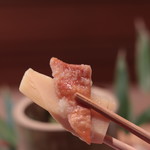 美山荘 - 筍味噌漬け バチコ挟み蒸し揚げ