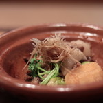 美山荘 - 熊すき焼き、ふきのとう、三つ葉、腑、牛蒡