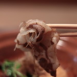 美山荘 - 熊すき焼き、ふきのとう、三つ葉、腑、牛蒡