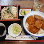 Soba shin - たれカツ丼とざるそばのセット￥900-